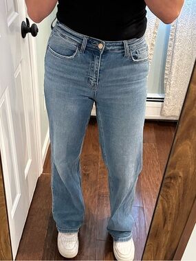 Flying Monkey Jeans Womens 27 Light Wash High Rise Straight Leg Stretch Denim